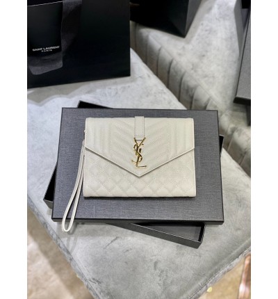 Ysl Envelope matelassé leather clutch 21x16cm