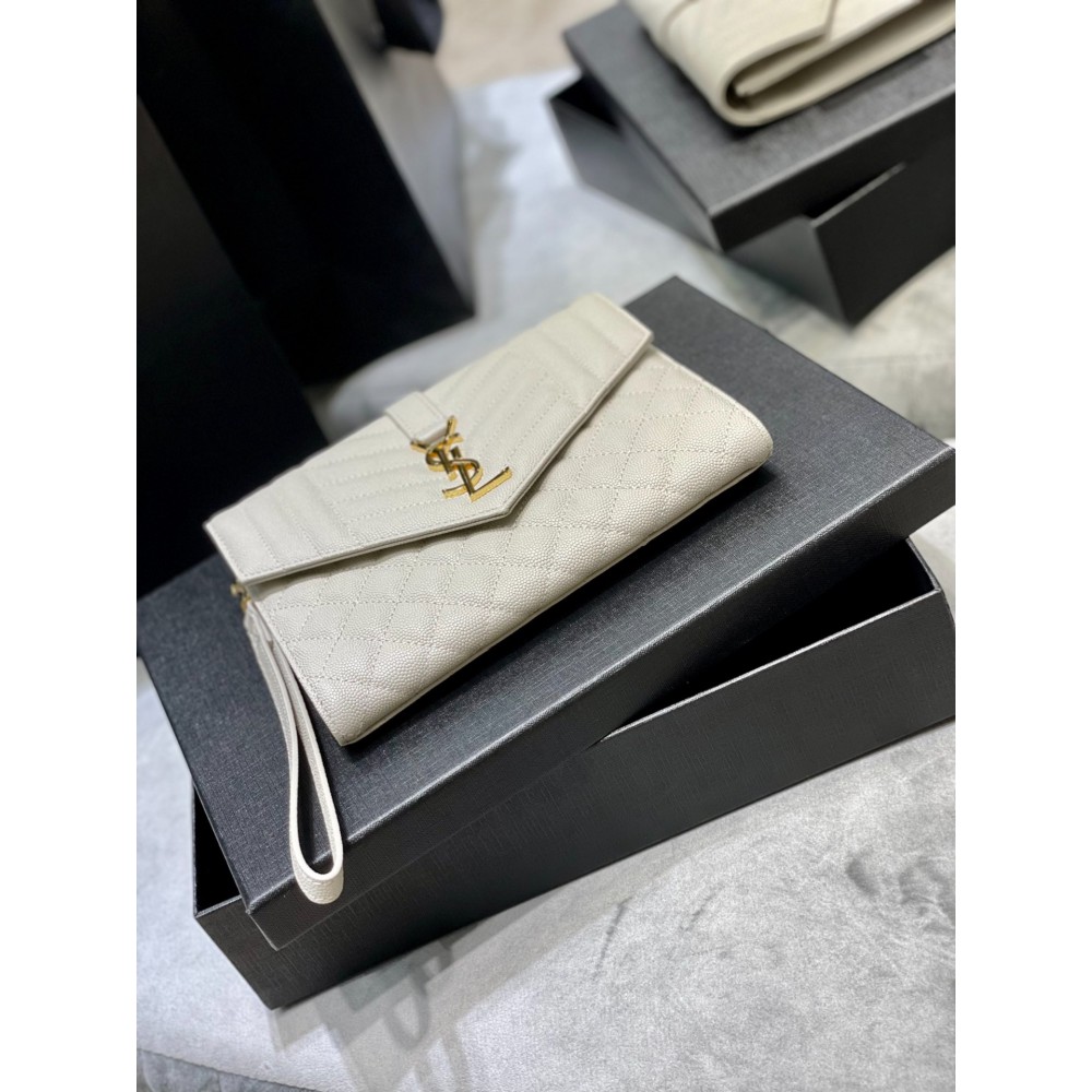Ysl Envelope matelassé leather clutch 21x16cm 