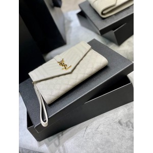 Ysl Envelope matelassé leather clutch 21x16cm 
