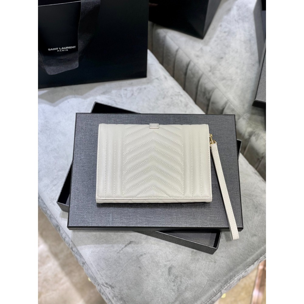 Ysl Envelope matelassé leather clutch 21x16cm 