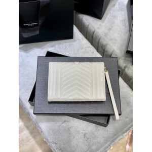 Ysl Envelope matelassé leather clutch 21x16cm 