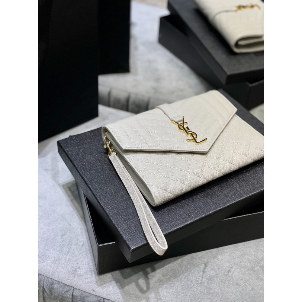 Ysl Envelope matelassé leather clutch 21x16cm 