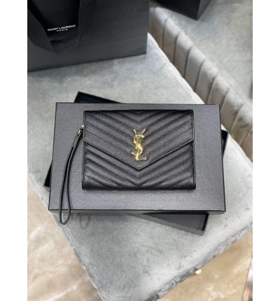 Ysl cassandre matelassé leather clutch 21x16cm