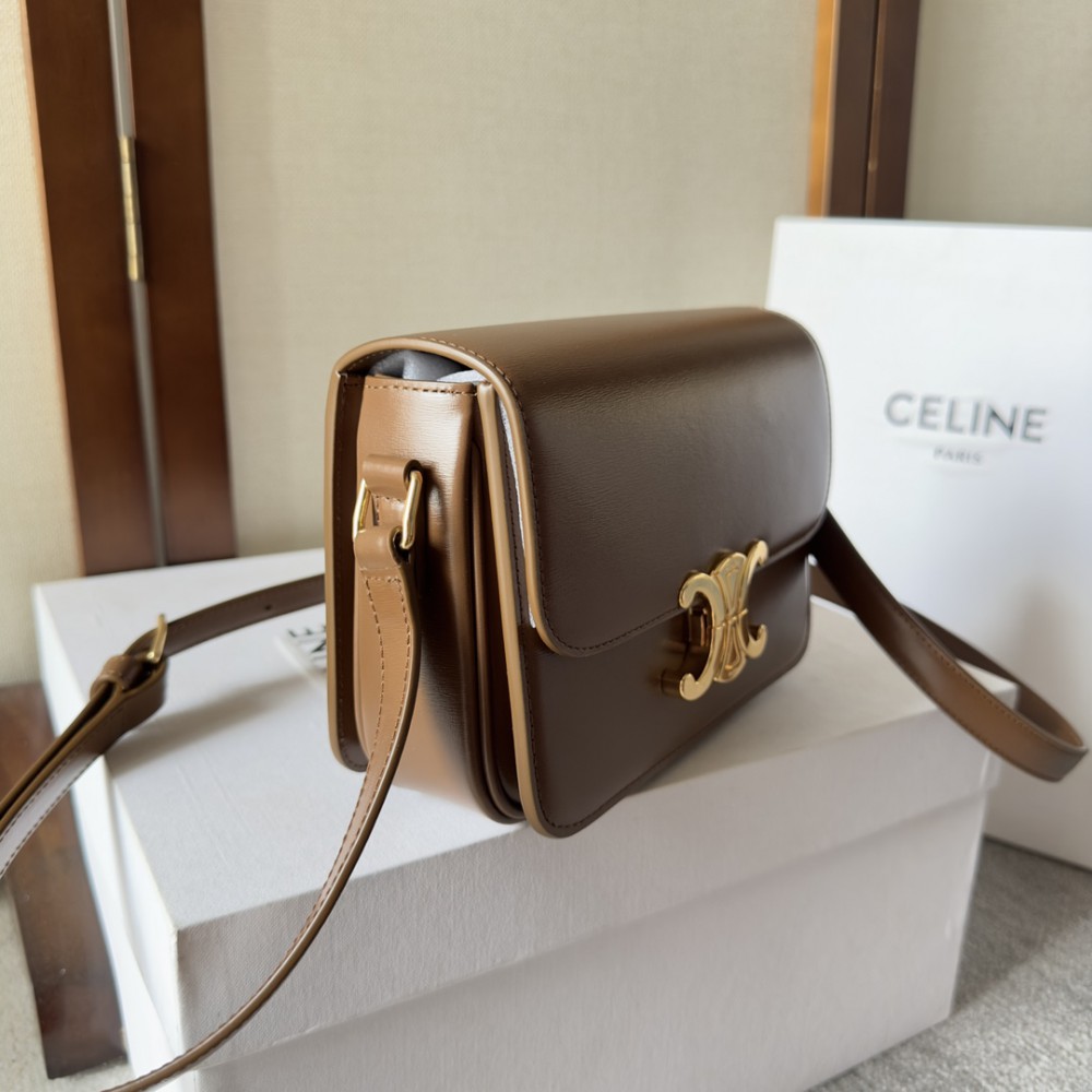 Celine triomphe bag in shiny calfskin leather 18.5x14x5cm Bags