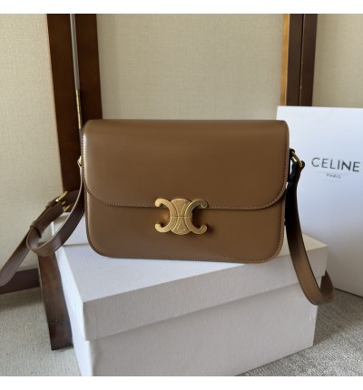 Celine triomphe bag in shiny calfskin leather 22.5x16.5x7.5cm