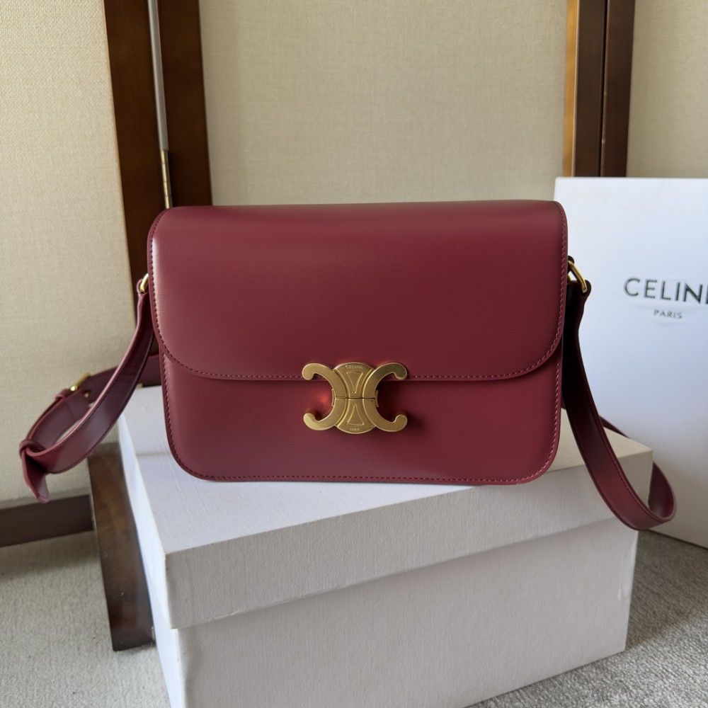 Celine triomphe bag in shiny calfskin leather 22.5x16.5x7.5cm Bags