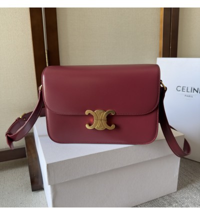 Celine triomphe bag in shiny calfskin leather 22.5x16.5x7.5cm
