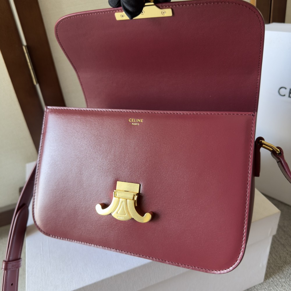 Celine triomphe bag in shiny calfskin leather 22.5x16.5x7.5cm Bags