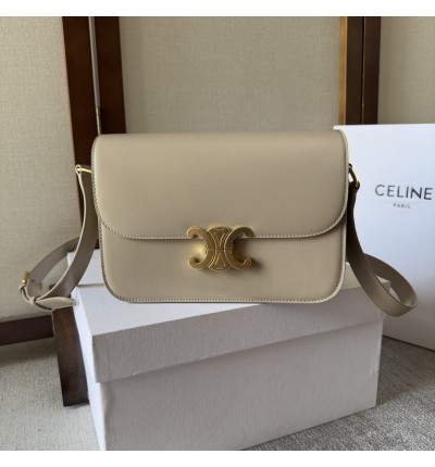 Celine triomphe bag in shiny calfskin leather 22.5x16.5x7.5cm
