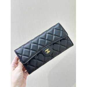 Chanel flap wallet leather 100% 19.5×10×3cm Accesories