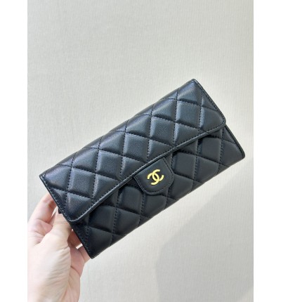Chanel flap wallet leather 100% 19.5×10×3cm