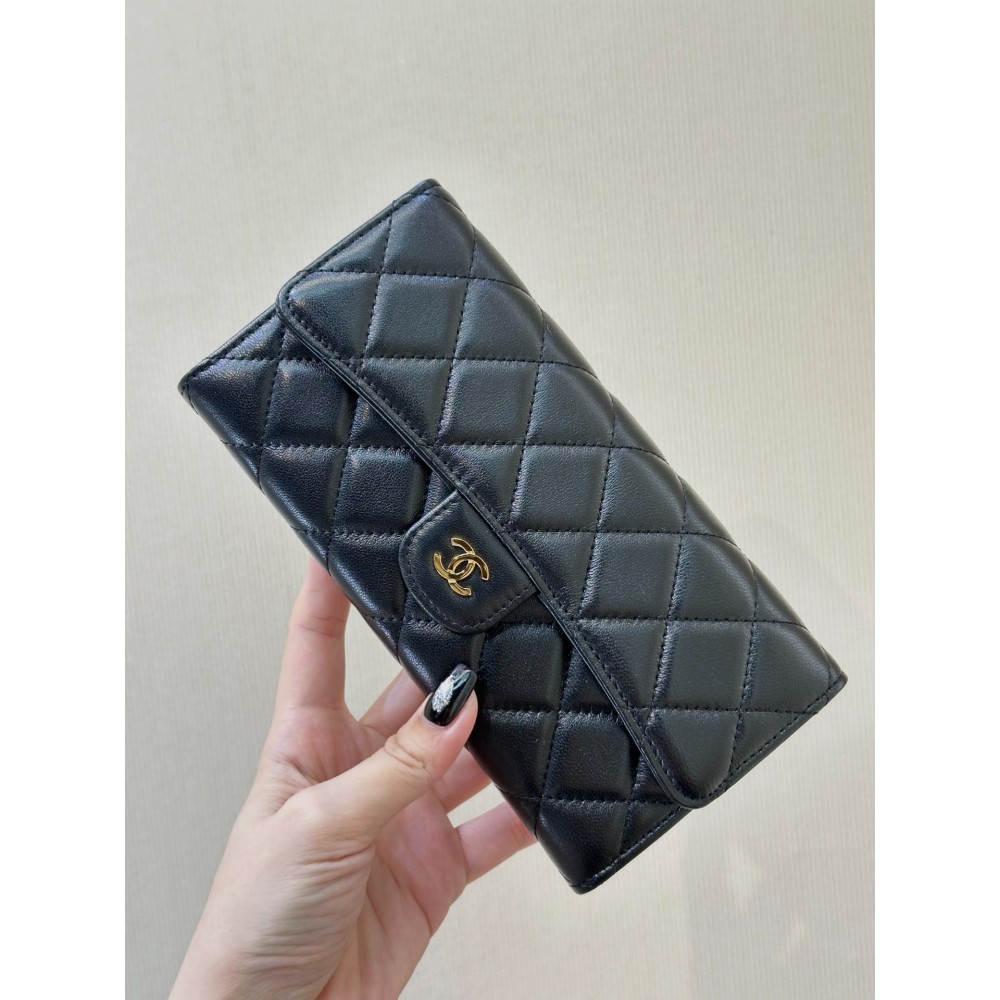 Chanel flap wallet leather 100% 19.5×10×3cm Accesories