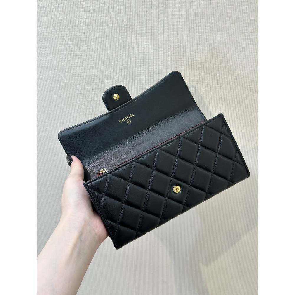 Chanel flap wallet leather 100% 19.5×10×3cm Accesories