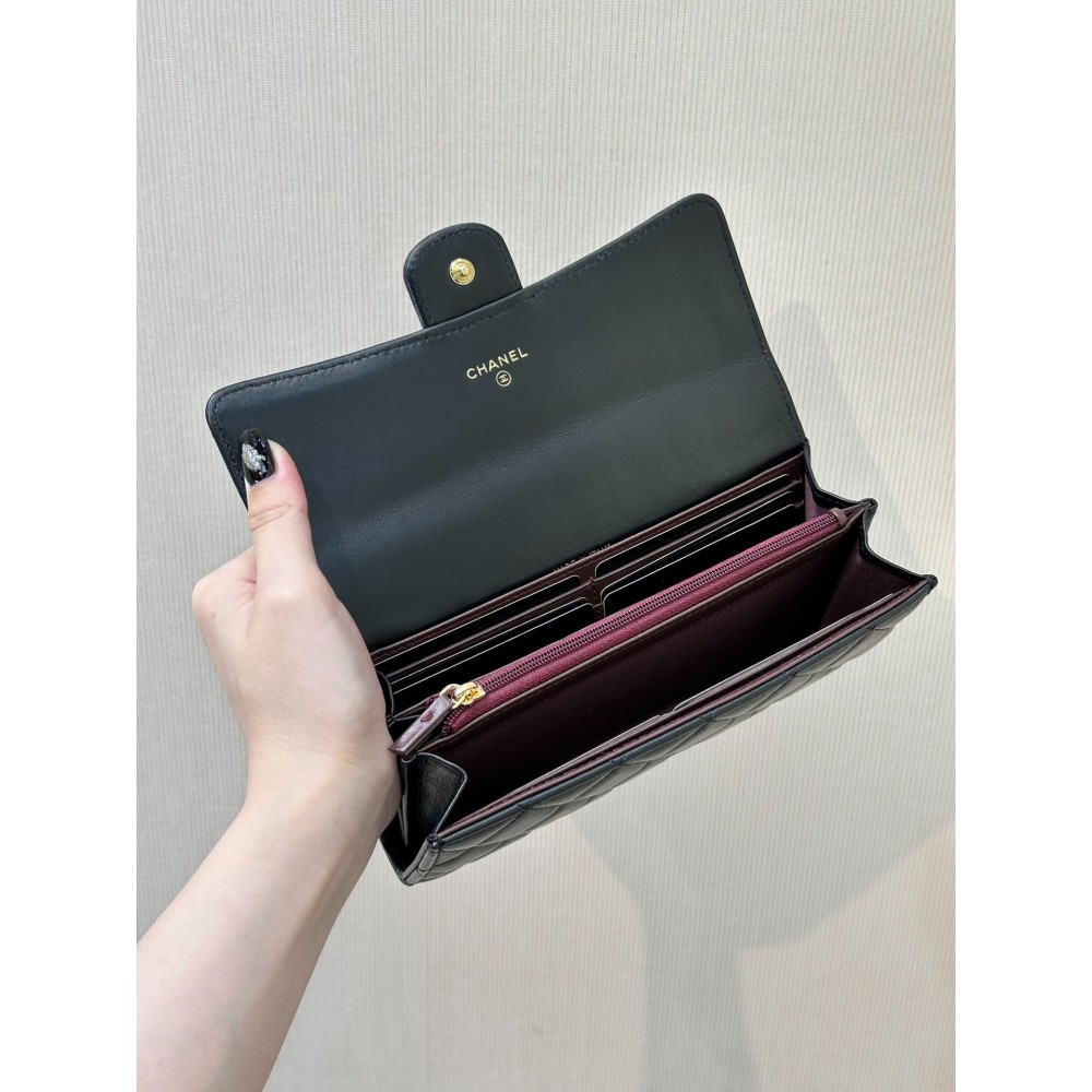 Chanel flap wallet leather 100% 19.5×10×3cm Accesories