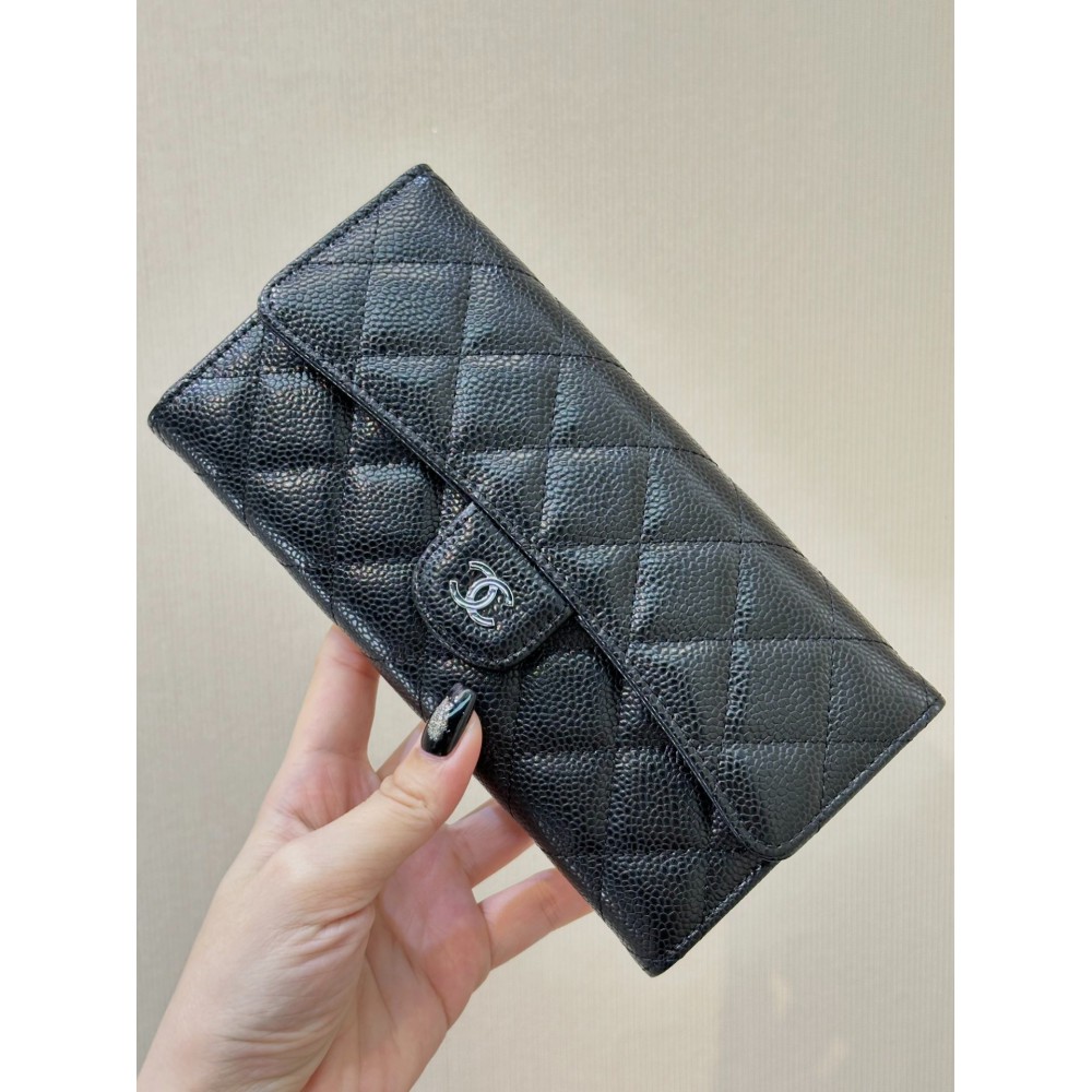 Chanel flap wallet leather 100% 19.5×10×3cm Accesories