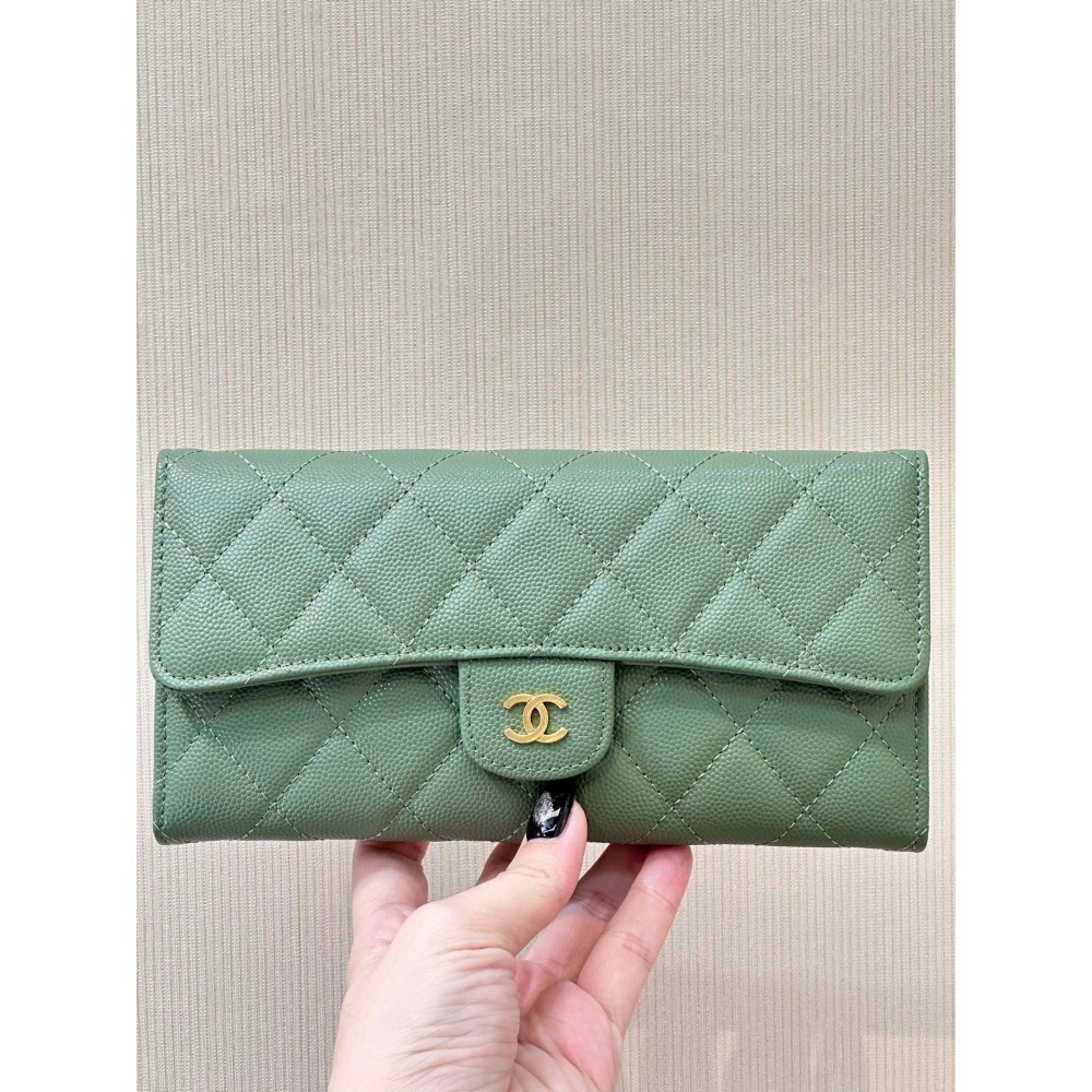 Chanel flap wallet leather 100% 19.5×10×3cm Accesories
