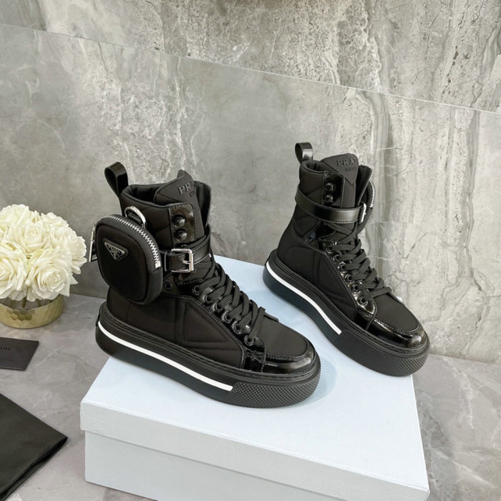 Prada nylon and leather high cut shoes 35-42 