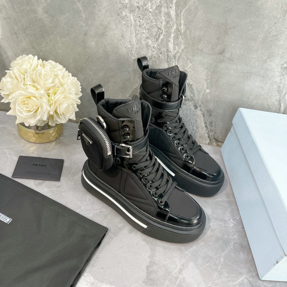 Prada nylon and leather high cut shoes 35-42 