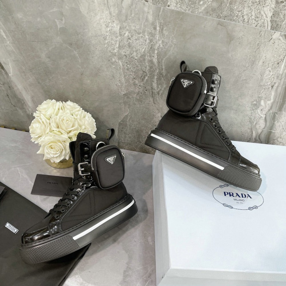 Prada nylon and leather high cut shoes 35-42 