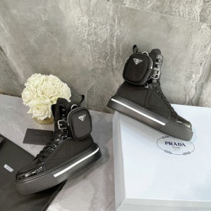 Prada nylon and leather high cut shoes 35-42 
