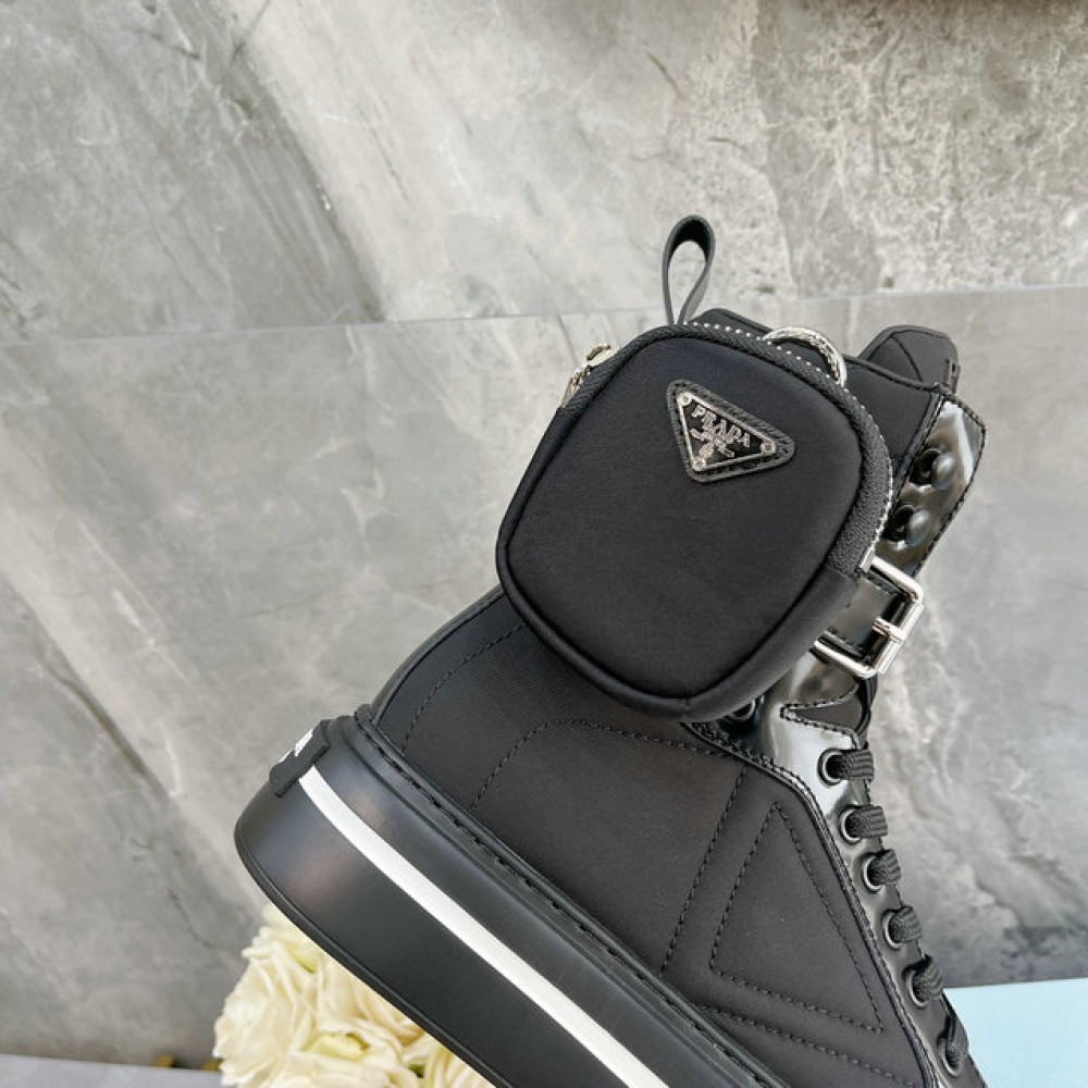 Prada nylon and leather high cut shoes 35-42 