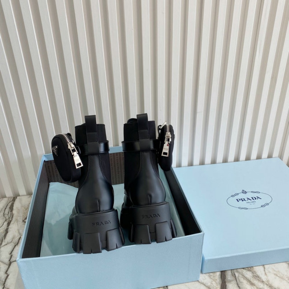 Prada monolith brushed leather boots 35-45 Shoes