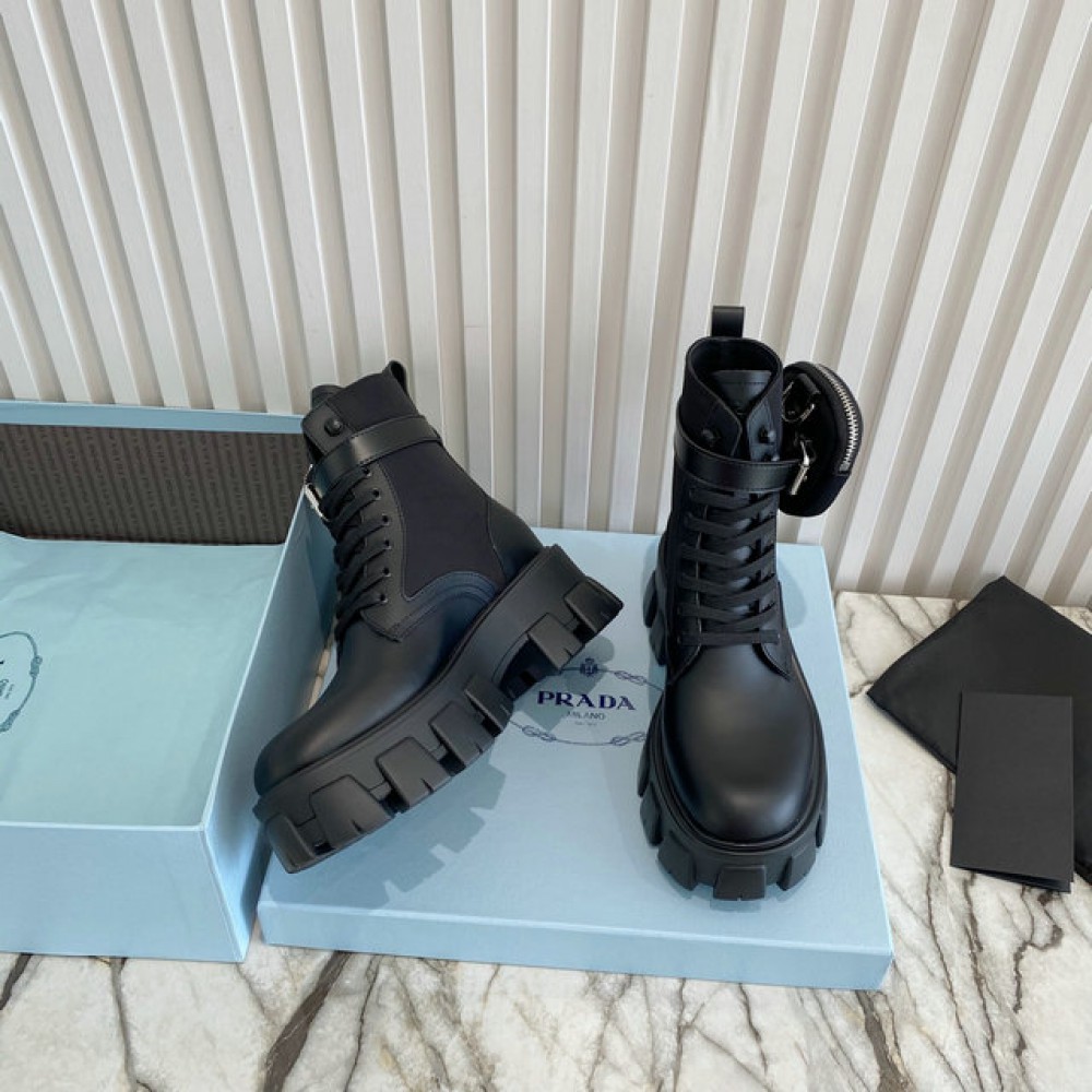 Prada monolith brushed leather boots 35-45 Shoes