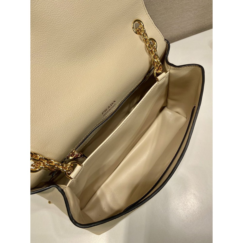 Prada Travertine Medium leather shoulder bag 29x16x9.5cm Bags