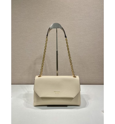 Prada Travertine Medium leather shoulder bag 29x16x9.5cm