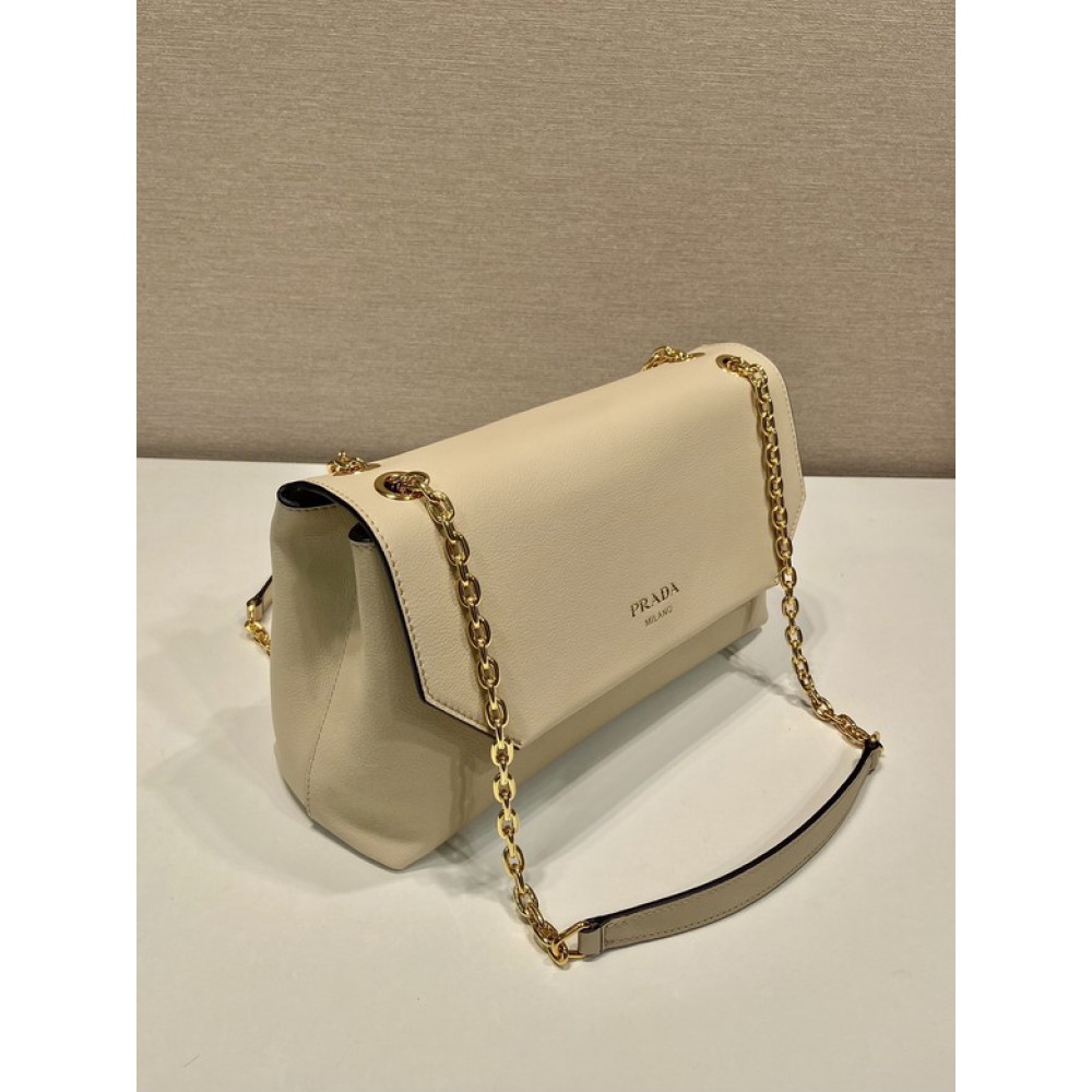 Prada Travertine Medium leather shoulder bag 29x16x9.5cm Bags