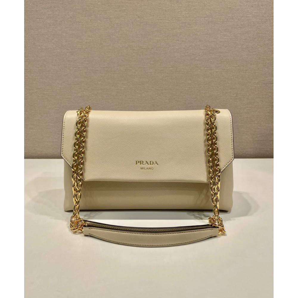 Prada Travertine Medium leather shoulder bag 29x16x9.5cm Bags
