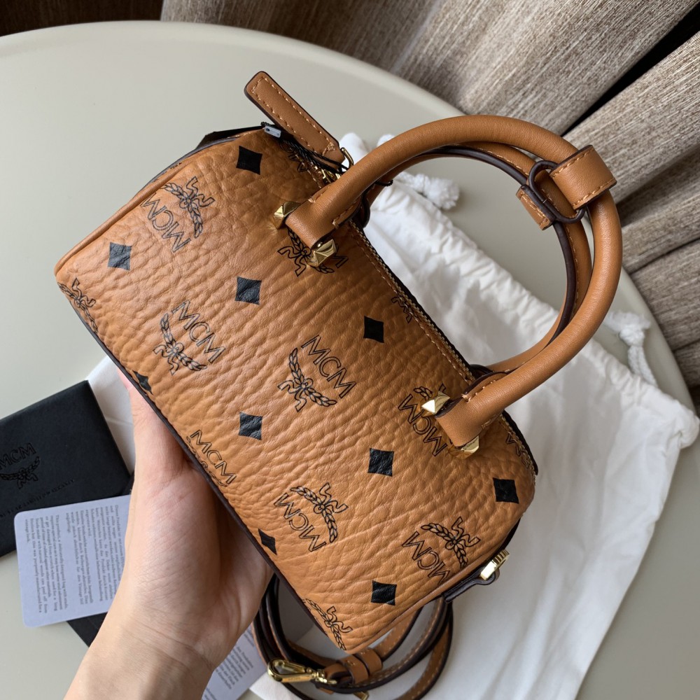 Mcm Boston Bag in Visetos Original 8.0 x 18.0 x 9.5 cm Bags