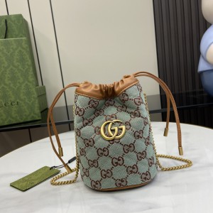 Gucci ophidia Pale blue and brown GG canvas mini bucket 783175 14x17x13cm Bags