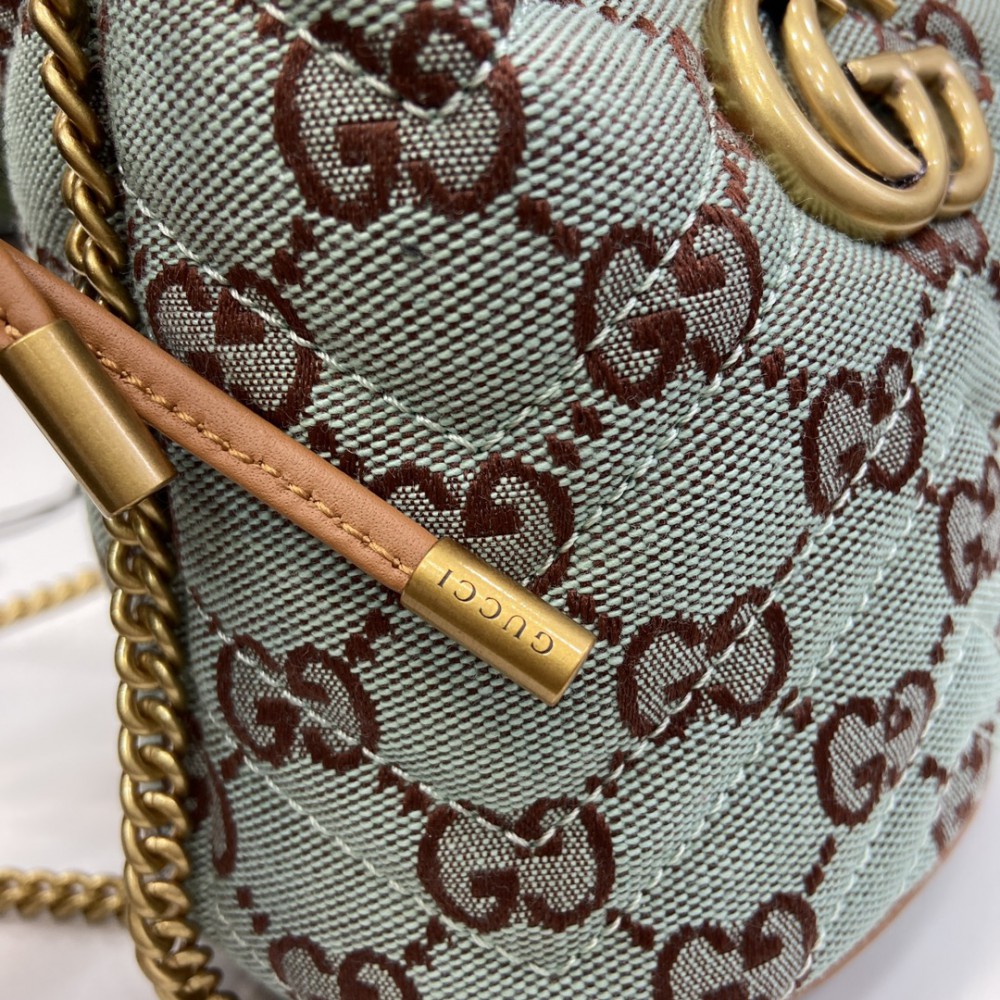 Gucci ophidia Pale blue and brown GG canvas mini bucket 783175 14x17x13cm Bags