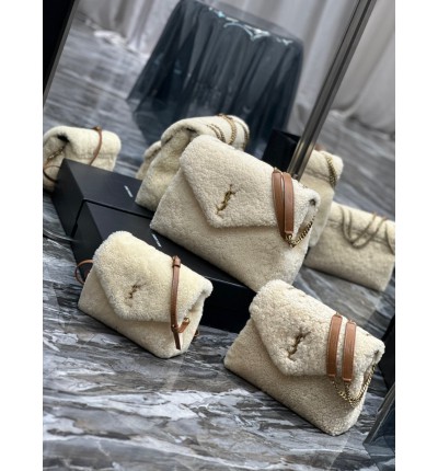 Ysl loulou all sizes shearling bag