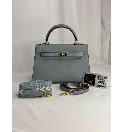 Hermes Kelly mini 2 epsom leather light grey epsom leather 100%