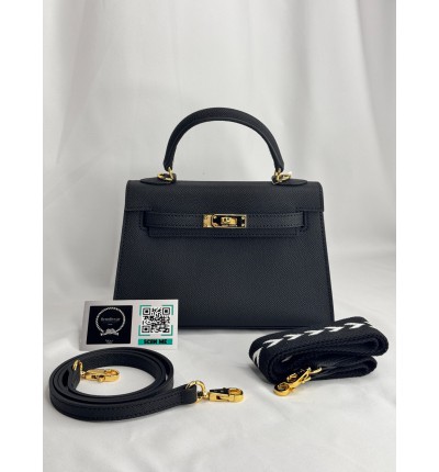 Hermes Kelly mini 2 epsom leather black epsom leather 100%
