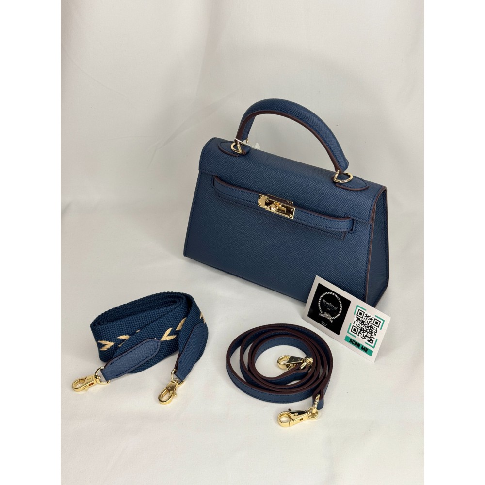 Hermes Kelly mini 2 epsom leather navy blue epsom leather 100% Bags