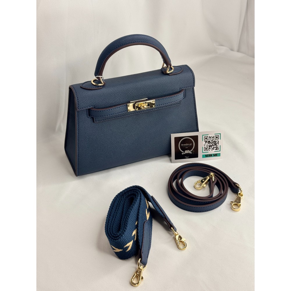 Hermes Kelly mini 2 epsom leather navy blue epsom leather 100% Bags