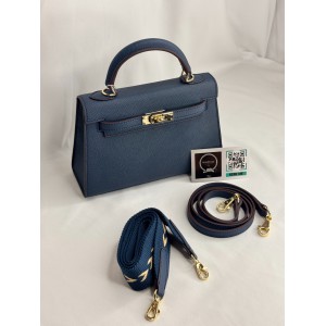 Hermes Kelly mini 2 epsom leather navy blue epsom leather 100% Bags
