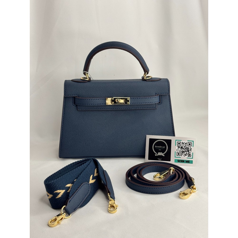 Hermes Kelly mini 2 epsom leather navy blue epsom leather 100% Bags