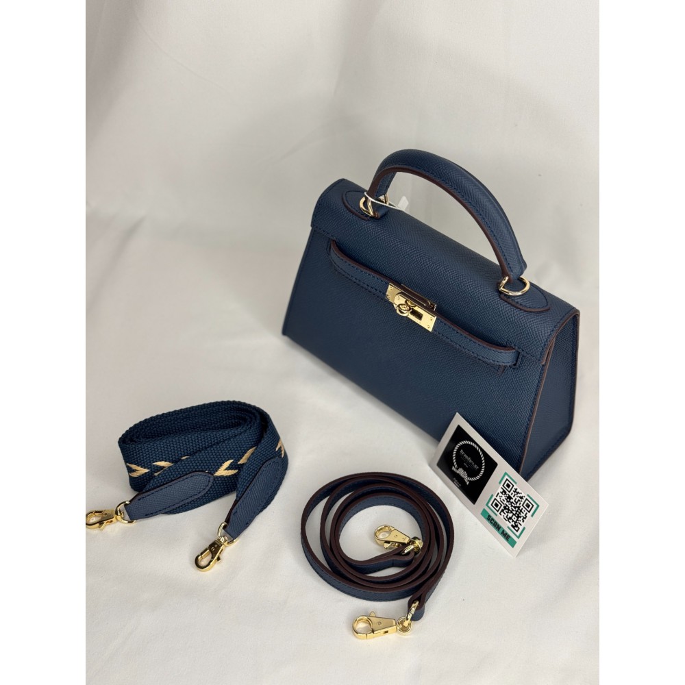 Hermes Kelly mini 2 epsom leather navy blue epsom leather 100% Bags