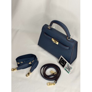 Hermes Kelly mini 2 epsom leather navy blue epsom leather 100% Bags
