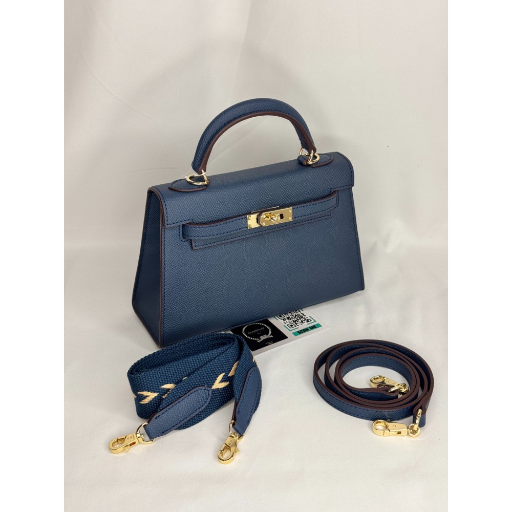 Hermes Kelly mini 2 epsom leather navy blue epsom leather 100% Bags