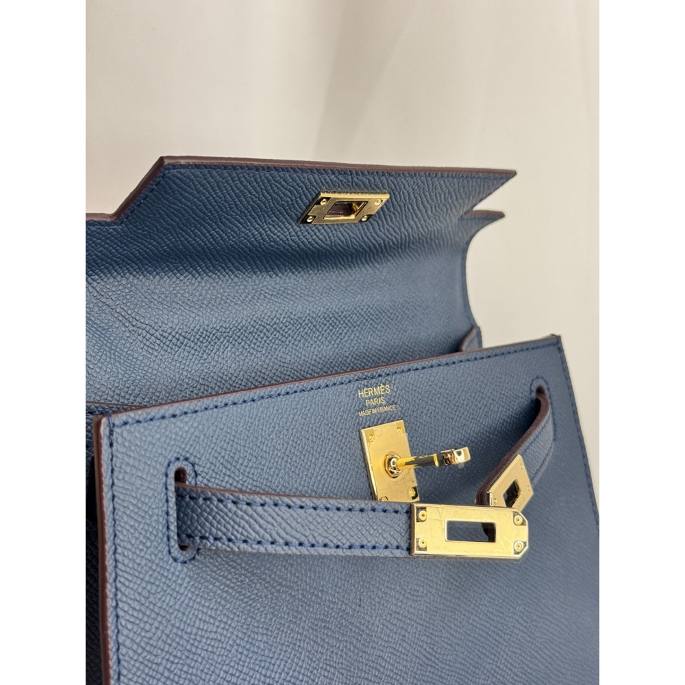 Hermes Kelly mini 2 epsom leather navy blue epsom leather 100% Bags