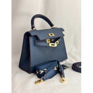 Hermes Kelly mini 2 epsom leather navy blue epsom leather 100% Bags