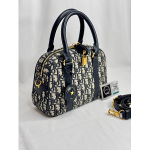 Dior D-Vibe Bowling Bag Blue Dior Oblique Jacquard size 25*9.5*16cm Bags