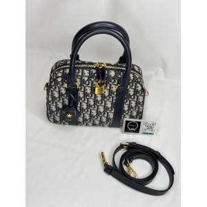 Dior D-Vibe Bowling Bag Blue Dior Oblique Jacquard size 25*9.5*16cm Bags