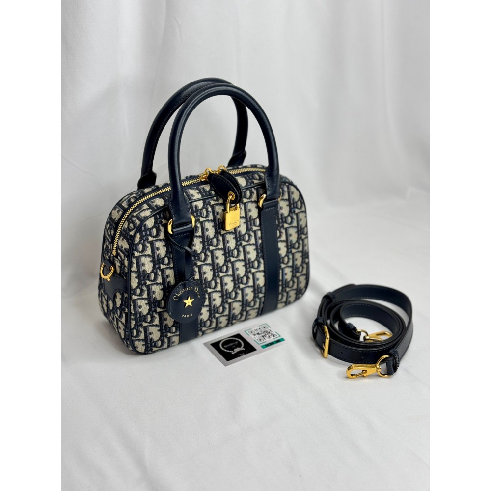 Dior D-Vibe Bowling Bag Blue Dior Oblique Jacquard size 25*9.5*16cm Bags