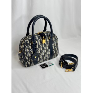 Dior D-Vibe Bowling Bag Blue Dior Oblique Jacquard size 25*9.5*16cm Bags